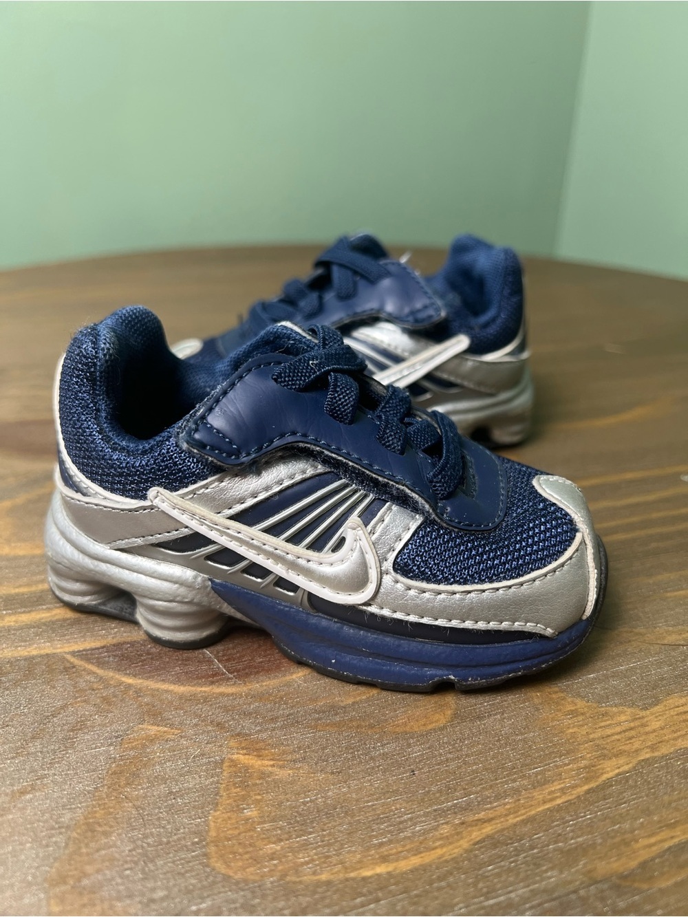 Nike Shox Turbo Toddler Size 4C Gray Navy Blue Sneakers Toddler 2008